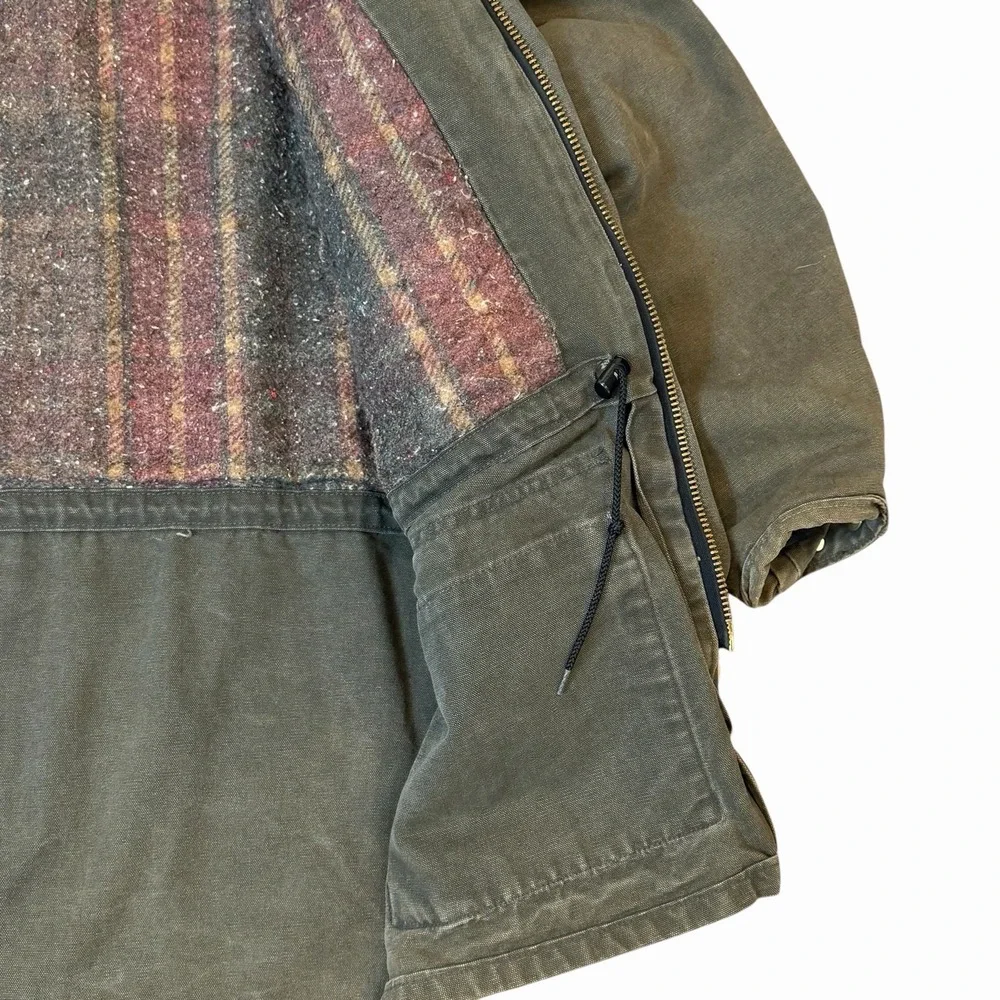 VTG Carhartt Jacket PB1366 Green Blanket Lined Barn Coat Chore Medium Made In US